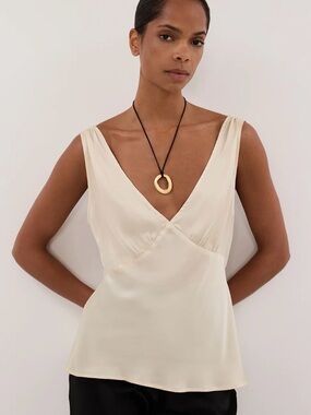 DISSH Cream Satin V-Neck Cami
